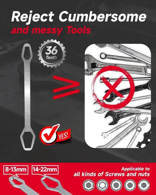Alt view image 5 of 7 - 6 Pcs Multifunctional Sink Wrench & Basin Wrench Set, Plumbing Tools for Under Sink Tight Spaces, Spanner Wrench, Universal Double Ended Wrench and Faucet Wrench Tool Kit for Kitchen & Bathroom