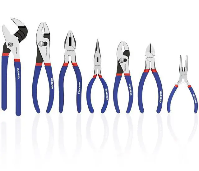 Main image of 7-piece Pliers Set with Groove Joint, Long Nose, Slip Joint, Linesman, and Diagonal Pliers for DIY & Home Use