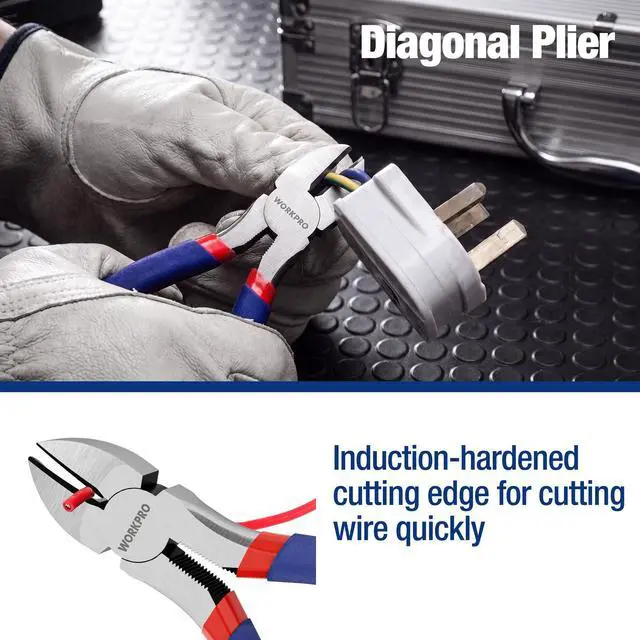 Alt view image 7 of 7 - 7-piece Pliers Set with Groove Joint, Long Nose, Slip Joint, Linesman, and Diagonal Pliers for DIY & Home Use