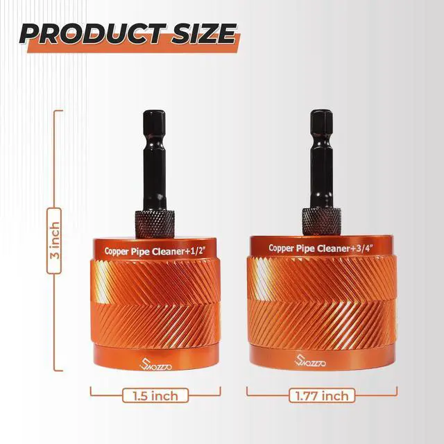 Alt view image 6 of 6 - 1/2" & 3/4" Metal Copper Pipe Cleaner Set,with 1/4 Hex Shank,Each Additional 2PCS Replaceable Blades are Provided,for Cleaning Rust, Stains, Paint on Copper Pipes and Various Metal Pipes