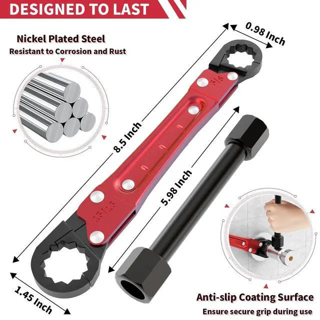 Alt view image 4 of 7 - Plumbing Tools Angle Stop Wrench Kit - 3-Piece Plumber Tool Set with Compression Sleeve Puller & 4-Way Sillcock Key - Fits 3/8" & 1/2" Angle Stop Outlets Ferrule Removal Tool for Tight Spaces
