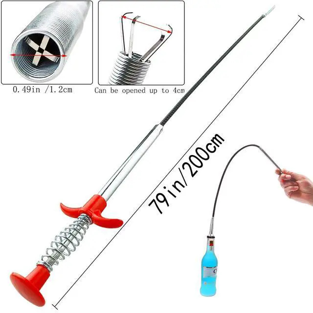 Alt view image 2 of 7 - Drain Snake, Drain Clog Remover - Gutter Cleaning Tools Drain Cleaner for Toilet Sewer Shower Kitchen Bathroom Tub Clogged Drains Opener Cleaning Tool, Flexible Grabber Claw Pick Up Reacher (79 inch)