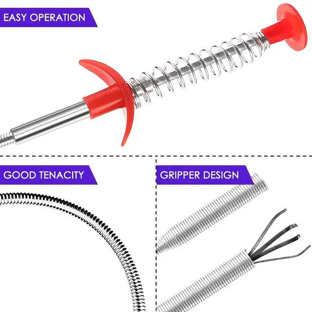 Alt view image 5 of 7 - Drain Snake, Drain Clog Remover - Gutter Cleaning Tools Drain Cleaner for Toilet Sewer Shower Kitchen Bathroom Tub Clogged Drains Opener Cleaning Tool, Flexible Grabber Claw Pick Up Reacher (79 inch)