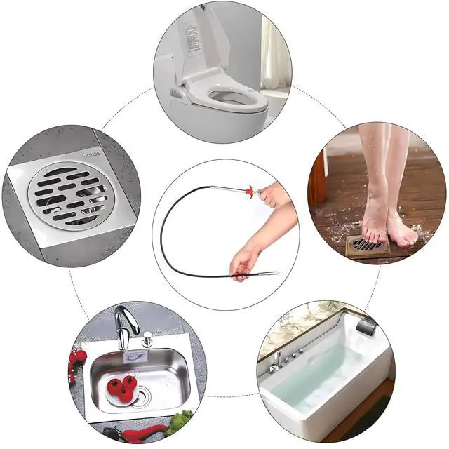 Alt view image 6 of 7 - Drain Snake, Drain Clog Remover - Gutter Cleaning Tools Drain Cleaner for Toilet Sewer Shower Kitchen Bathroom Tub Clogged Drains Opener Cleaning Tool, Flexible Grabber Claw Pick Up Reacher (79 inch)