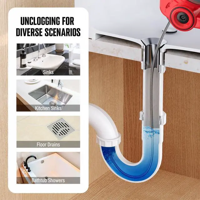 Alt view image 2 of 7 - 20V Cordless Electric Drain Auger-Efficient 25Ft Auto-Feed Drain Snake with Replaceable Cable,2.0Ah Battery,Charger,Storage Bag & Gloves for Kitchen,Bathroom,Shower Pipes (3/4"-2")"