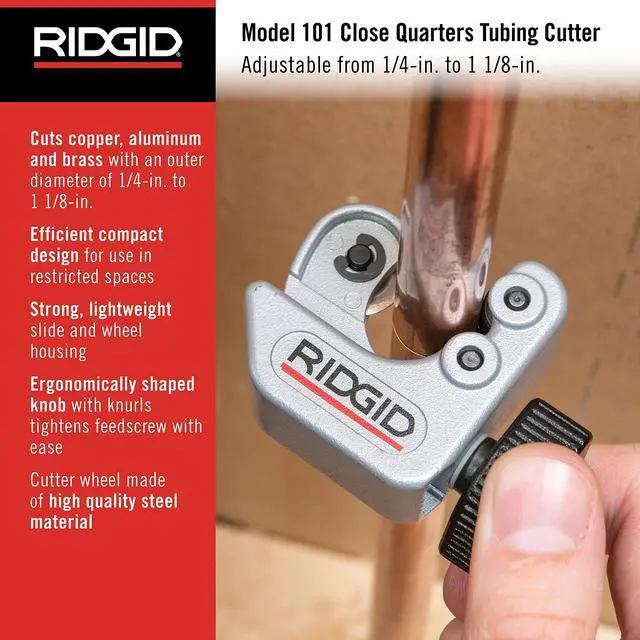 Alt view image 2 of 7 - Close Quarters Tubing Cutter, 1/4-inch to 1-1/8-inch Tube Cutter Silver