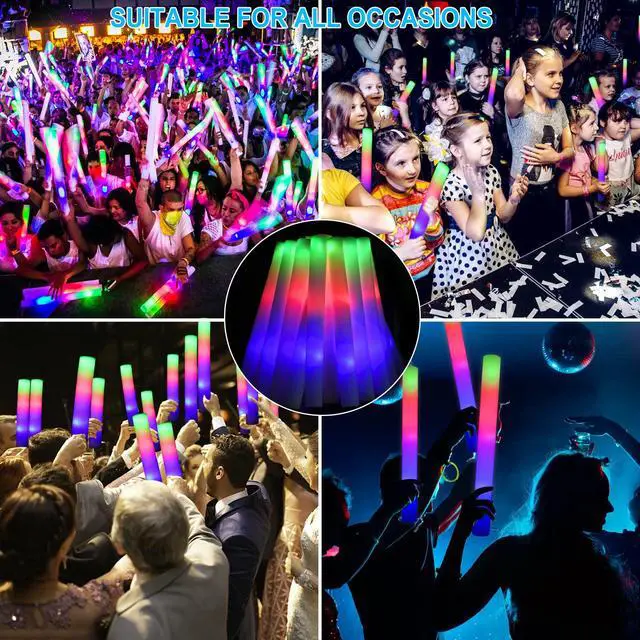 Alt view image 7 of 7 - 45PCS Foam Glow Sticks, LED Light Up Foam Sticks with 3 Modes Flashing Changing, Glowing in The Dark for Event Party Wedding Halloween Christmas Concert Supplies
