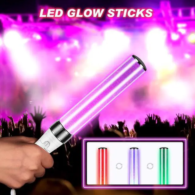 Alt view image 4 of 6 - 2 Pcs K-pop Lightstick LED Glow Sticks 15 Color Reusable J-pop Concert Stick, Manual and Automatic Mode, Idol Flashing Glow Sticks for Raves Emergency Camping Party Supplies
