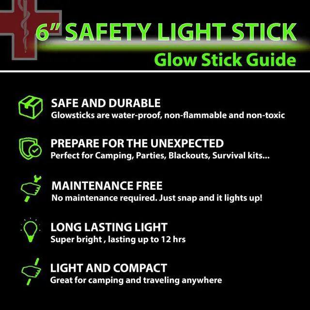 Alt view image 3 of 6 - 25 Ultra Bright Green Glow Sticks - Individual Packed With Lanyard - For Camping, Emergency Survival - Glow Lights for Blackouts, Hurricane and Storms- 6 Inch Chem Light Sticks with 12 Hour Duration