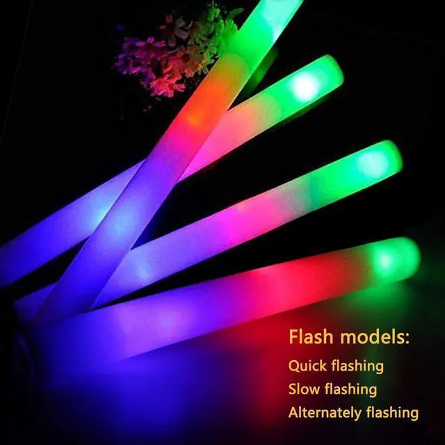 Alt view image 5 of 6 - Glow Sticks Bulk - 100 Pcs LED Foam Sticks Glow in the Dark Party Supplies with 3 Modes Flashing Effect, Glow Batons Party Favors for Party Wedding Birthday Concert Halloween Christmas