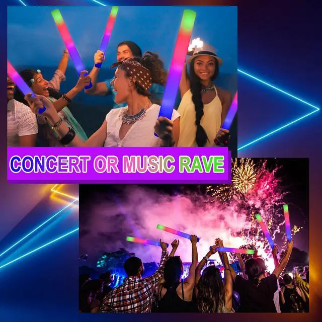 Alt view image 2 of 6 - Glow Stick Bulk 45 Pcs LED Foam Glow Sticks Party Supplies with 3 Flashing Modes,Glow Sticks Party Pack, Glow in Dark Party Supplies for Wedding, Raves, Concert,Christmas