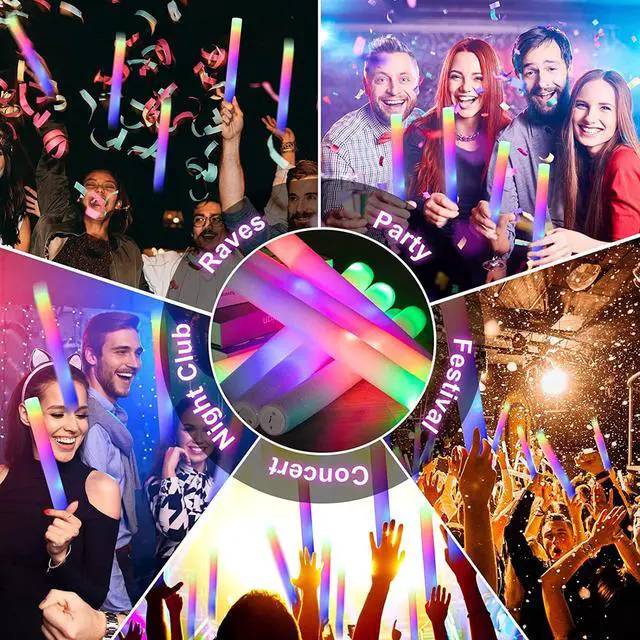 Alt view image 3 of 6 - Glow Stick Bulk 45 Pcs LED Foam Glow Sticks Party Supplies with 3 Flashing Modes,Glow Sticks Party Pack, Glow in Dark Party Supplies for Wedding, Raves, Concert,Christmas