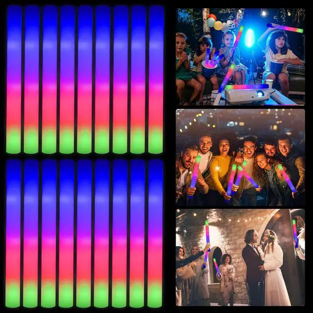 Alt view image 6 of 6 - Glow Stick Bulk 45 Pcs LED Foam Glow Sticks Party Supplies with 3 Flashing Modes,Glow Sticks Party Pack, Glow in Dark Party Supplies for Wedding, Raves, Concert,Christmas