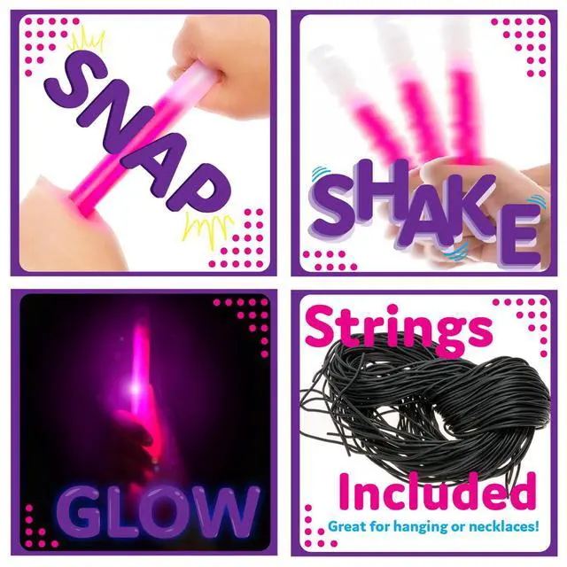 Alt view image 5 of 6 - Glow Sticks Party Supplies for Kids and Adults (30pk Assorted) - 6 Inch Bulk Glow Light Up Sticks Party Favors, Glow in the Dark Party Decorations, Waterproof Nontoxic Glow Necklaces