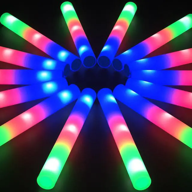 Main image of 32 Pcs Foam Glow Sticks Bulk Party Pack, L16" Big Led Light Up Foam Sticks with 3 Flashing Effect, Glow in The Dark Party Supplies Favors for Wedding, Adults/Kids Birthday, Disco Dance Floor, DJ