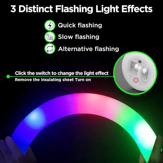 Alt view image 6 of 7 - 32 Pcs Foam Glow Sticks Bulk Party Pack, L16" Big Led Light Up Foam Sticks with 3 Flashing Effect, Glow in The Dark Party Supplies Favors for Wedding, Adults/Kids Birthday, Disco Dance Floor, DJ