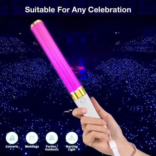 Alt view image 4 of 7 - LED Light Sticks 2 Pack, 15 Colors Reusable Glow Sticks, Glow Party Supplies for Wedding, Birthday, Raves, Halloween, Christmas, New Year, with AAA Battery
