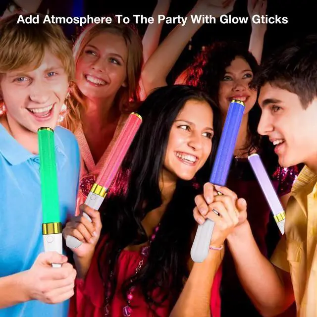 Alt view image 5 of 7 - LED Light Sticks 2 Pack, 15 Colors Reusable Glow Sticks, Glow Party Supplies for Wedding, Birthday, Raves, Halloween, Christmas, New Year, with AAA Battery