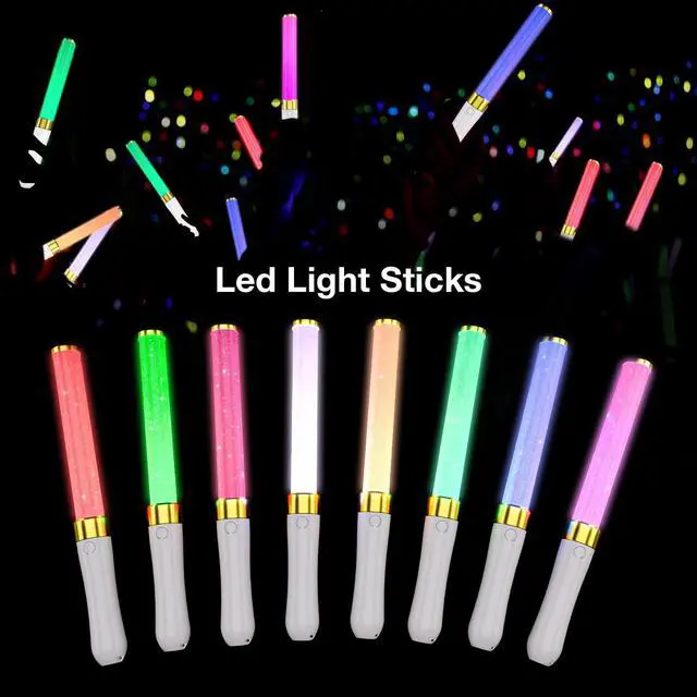 Alt view image 6 of 7 - LED Light Sticks 2 Pack, 15 Colors Reusable Glow Sticks, Glow Party Supplies for Wedding, Birthday, Raves, Halloween, Christmas, New Year, with AAA Battery