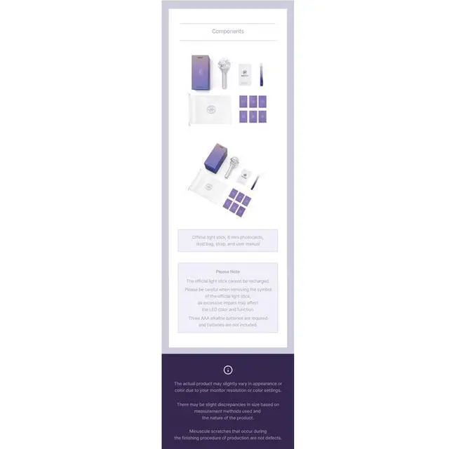 Alt view image 6 of 6 - Official LightStick + 6 Official Photocards & 3 Extra Photocards Set