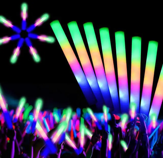 Main image of 12 PCS Foam Glow Sticks Bulk With 3 Modes Colorful Flashing,Foam Light up Sticks,Glow Sticks for Wedding,Glow in Dark Party Supplies for Wedding,Halloween, 4th of July,Raves,Concert,New Year