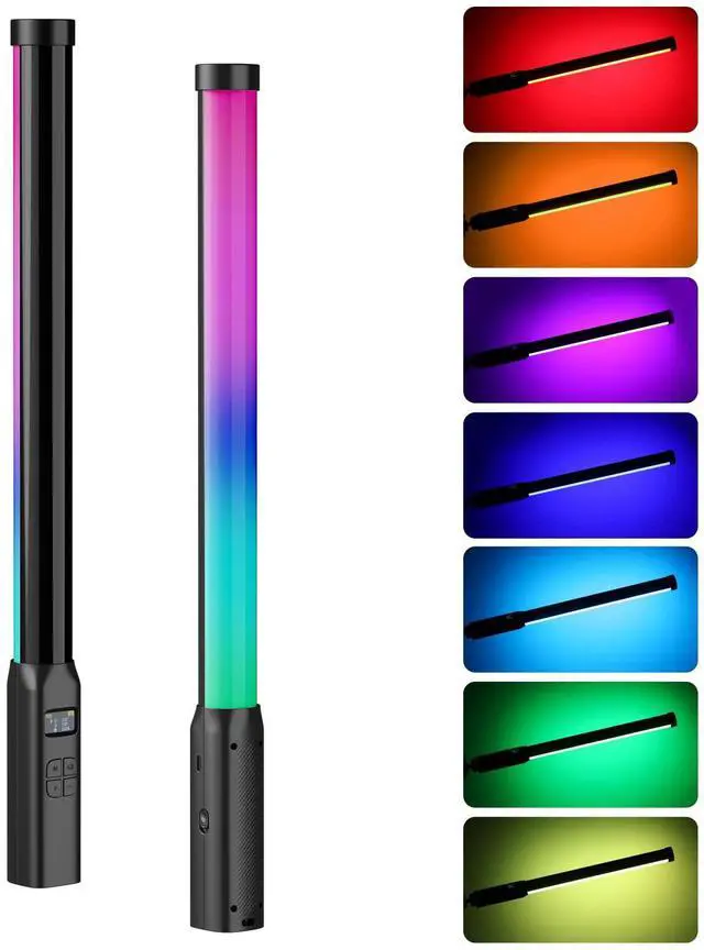 Main image of Handheld Light Wand, 360° RGB LED Video Light Stick for Photography, 3300mAh Rechargeable Tube Light for Video Shooting, 2500-9000K Dimmable Camera Light with LCD