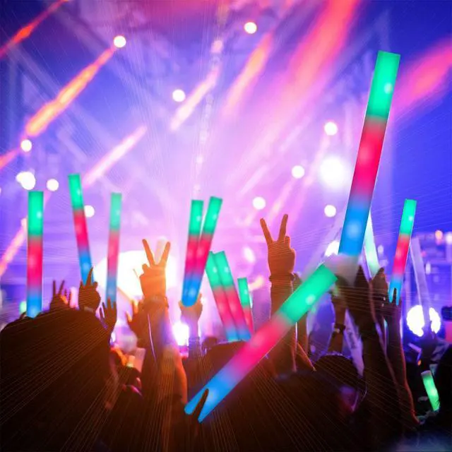 Alt view image 2 of 7 - 46PCS Foam Glow Sticks, Foam Light Up Sticks with 3 Modes Colorful Flashing, Glow Stick Bulk Party Pack, Glow in Dark Party Supplies, LED Foam Sticks Bulk for Wedding, Raves, Concert, Halloween