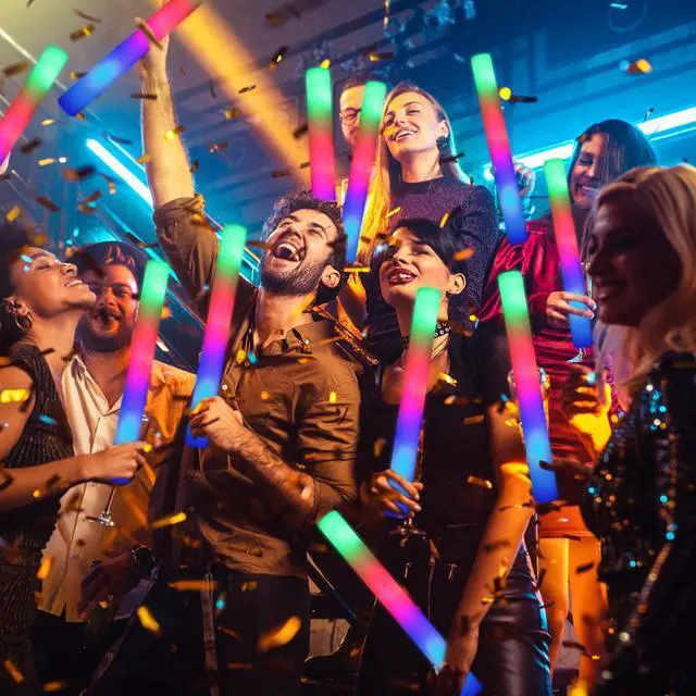 Alt view image 2 of 7 - 46 PCS Foam Glow Sticks with 3 Modes Colorful Flashing, Foam Light Up Sticks, LED Light Sticks, Glow Sticks Party Pack for Halloween, New Year, Wedding, Raves, Concert, Christmas