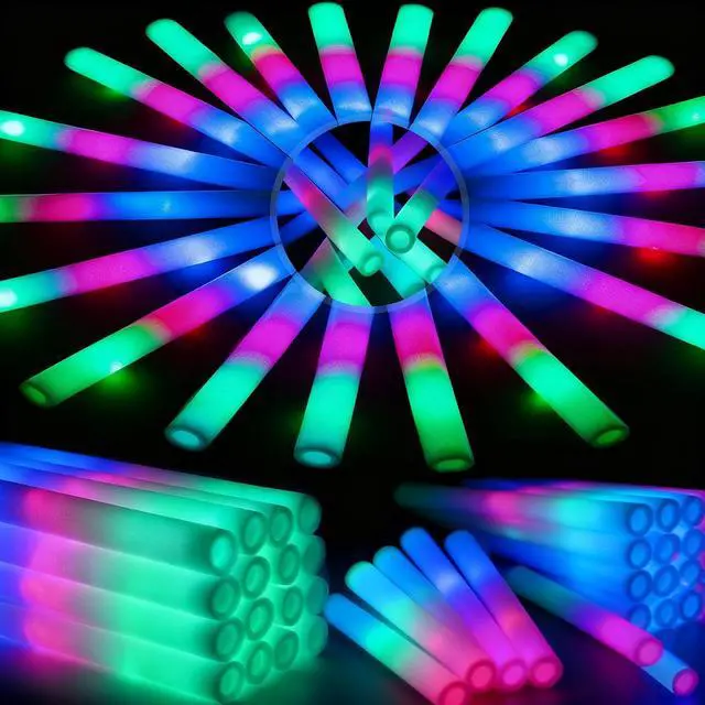 Main image of 44 PCS Foam Glow Sticks with 3 Modes Colorful Flashing, Foam Light Up Sticks, LED Light Sticks, Glow Sticks Party Pack for New Year, Wedding, Raves, Concert, Christmas