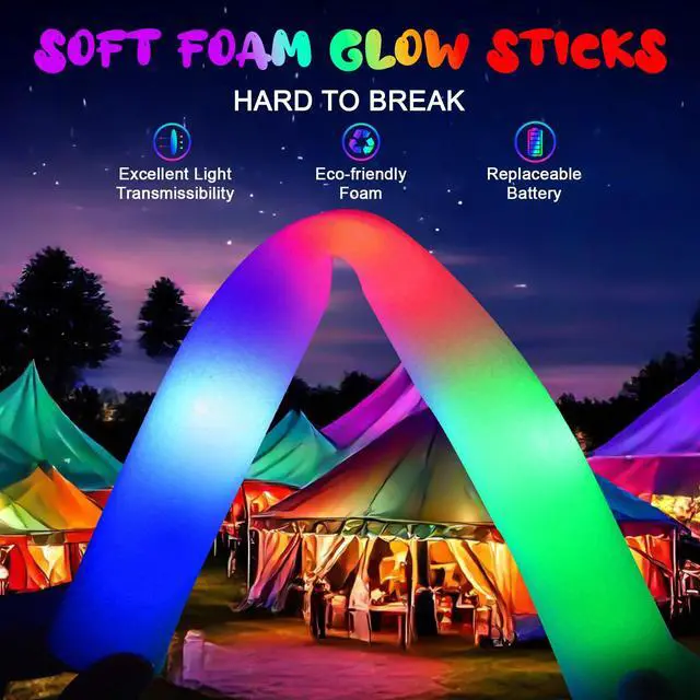 Alt view image 4 of 7 - 46 PCS Foam Glow Sticks with 3 Modes Colorful Flashing, Foam Light Up Sticks, LED Light Sticks, Glow Sticks Party Pack for Halloween, New Year, Wedding, Raves, Concert, Christmas
