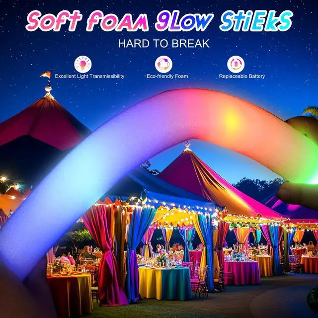 Alt view image 2 of 7 - 36 Pcs LED Foam Glow Sticks Bulk,Glow in The Dark Party SuppliesFoam Light Up Sticks 3 Modes of Color Flashing for Birthday,Wedding,Raves,Carnival,Halloween Christmas,New Year,Concert