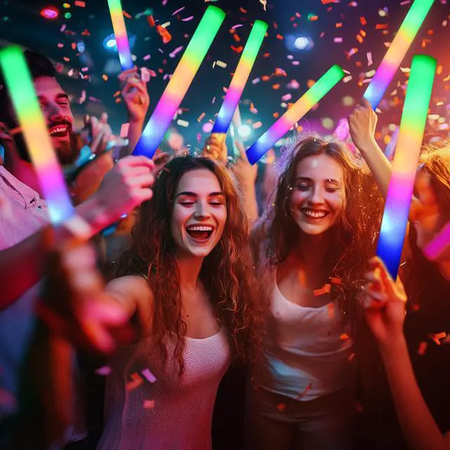 Alt view image 3 of 7 - 36 Pcs LED Foam Glow Sticks Bulk,Glow in The Dark Party SuppliesFoam Light Up Sticks 3 Modes of Color Flashing for Birthday,Wedding,Raves,Carnival,Halloween Christmas,New Year,Concert