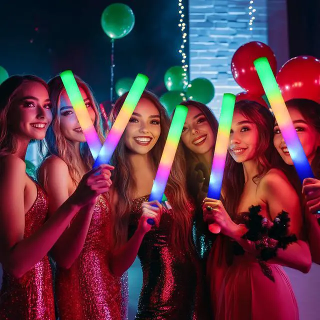 Alt view image 4 of 7 - 36 Pcs LED Foam Glow Sticks Bulk,Glow in The Dark Party SuppliesFoam Light Up Sticks 3 Modes of Color Flashing for Birthday,Wedding,Raves,Carnival,Halloween Christmas,New Year,Concert