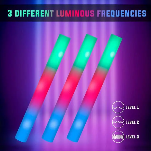 Alt view image 3 of 7 - 100 Pack LED Glow Sticks for Wedding, Bulk Foam Glow Sticks with 3 Modes Colorful Flashing, Glow Stick Bulk Party Pack for Wedding, Raves, Concert,Camping, Sporting Events, Pool Party