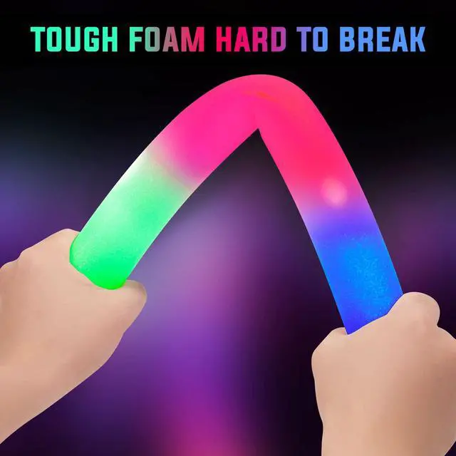 Alt view image 7 of 7 - 100 Pack LED Glow Sticks for Wedding, Bulk Foam Glow Sticks with 3 Modes Colorful Flashing, Glow Stick Bulk Party Pack for Wedding, Raves, Concert,Camping, Sporting Events, Pool Party