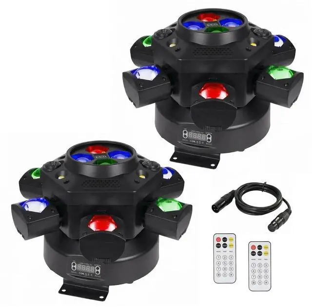 Main image of 2Pack Moving Head DJ Lights 150W RGBW, 6-Arm Party Stage Light with Remote