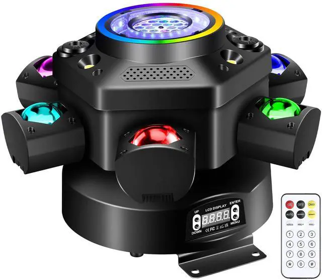 Main image of Moving Head DJ Lights with Abyss Tunnel Beam Effect,540°X & 180°Y Multi-Head Rotating Beam,6-Arm Stage Lights with Ring Light Supports Starlight,Sound Activated for Disco Club Wedding Party