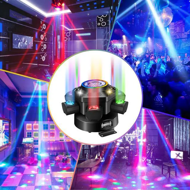 Alt view image 6 of 7 - Moving Head DJ Lights with Abyss Tunnel Beam Effect,540°X & 180°Y Multi-Head Rotating Beam,6-Arm Stage Lights with Ring Light Supports Starlight,Sound Activated for Disco Club Wedding Party