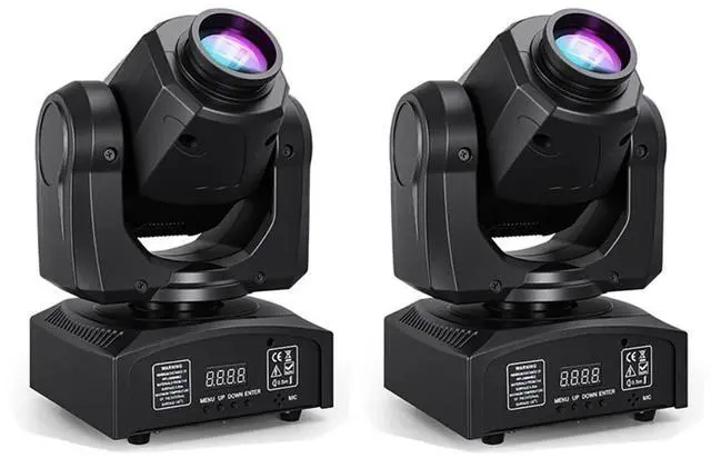 Main image of 60W LED Moving Head Stage Lights with DMX512 Control - 8 Gobos & 8 Colors, Sound Activated, 540° Pan & 270° Tilt, Compact DJ Light for Wedding, Party Stage Lighting (2 Pack)