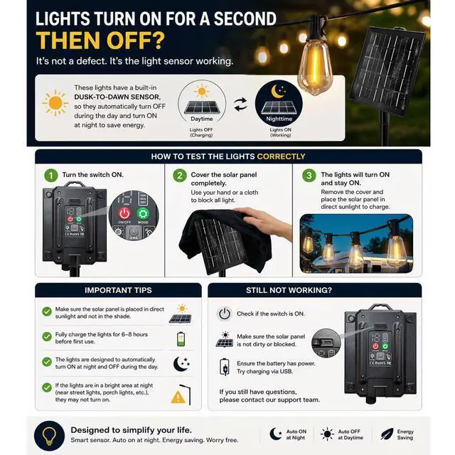 Alt view image 2 of 6 - 100FT Solar String Lights Outdoor Waterproof with Remote & Timer, LED Shatterproof ST38 Bulbs, USB & Solar Powered Patio Lights for Backyard, Porch, Garden, Wedding Decor, Dusk to Dawn Lighting