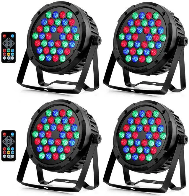 Main image of 36LEDs RGB Stage Par Lights - OPPSK 36W Sound Activated Multi Modes - Remote DMX Control - Corded Electric - Uplights for Events DJ Music Dance Party Wedding Church Bar Club Stage Lighting (4Pack)