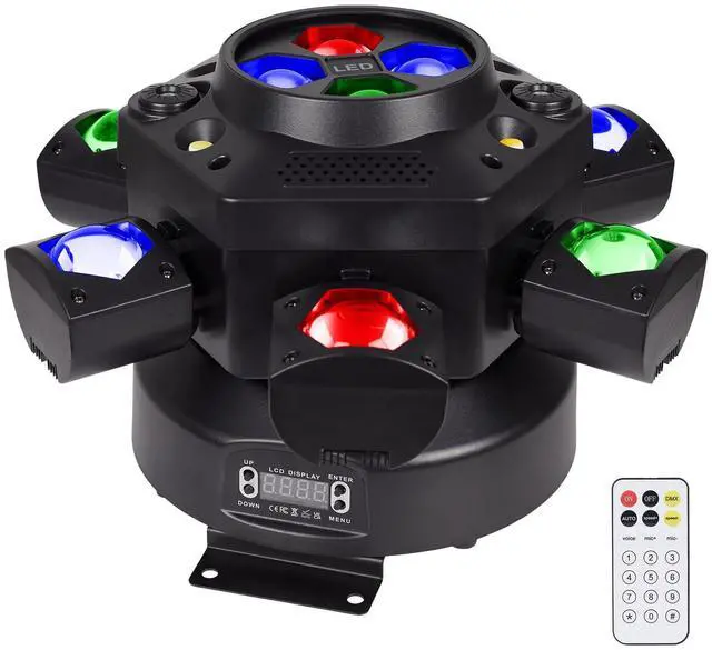 Main image of Moving Head DJ Lights 150W RGBW, 6-Arm Party Stage Light with Remote