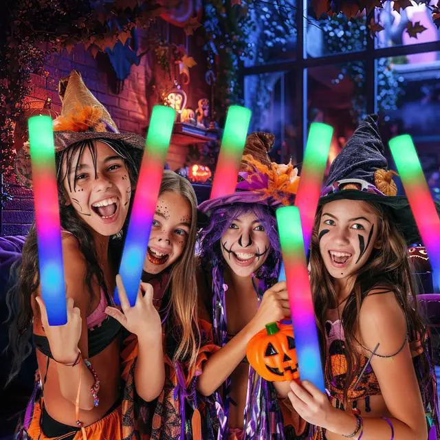Alt view image 7 of 7 - 46 PCS Foam Glow Sticks with 3 Modes Colorful Flashing, Foam Light Up Sticks, LED Light Sticks, Glow Sticks Party Pack for Halloween, New Year, Wedding, Raves, Concert, Christmas