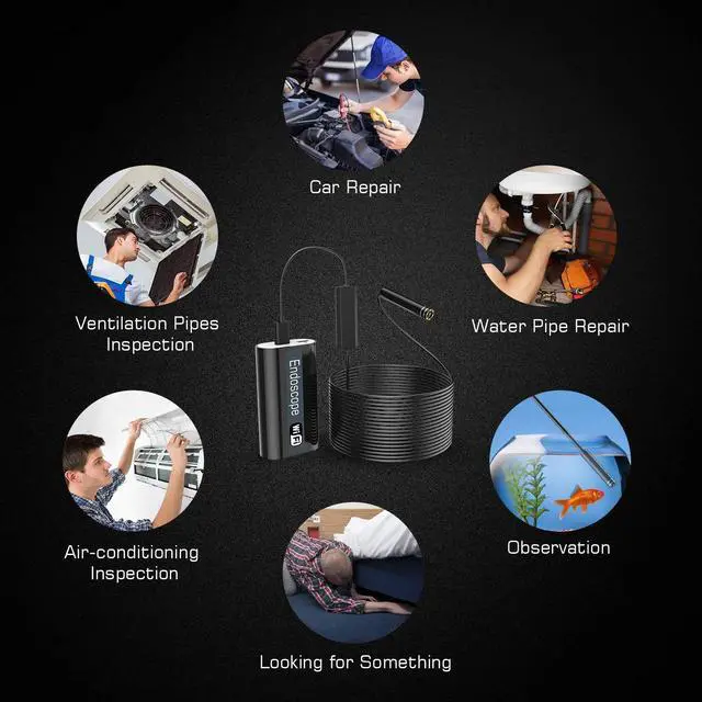 Alt view image 5 of 7 - Endoscope WiFi, Wireless Endoscope Camera for Android 2.0MP Borescope Inspection Camera with Flexible Grabber 16.4ft (5M)