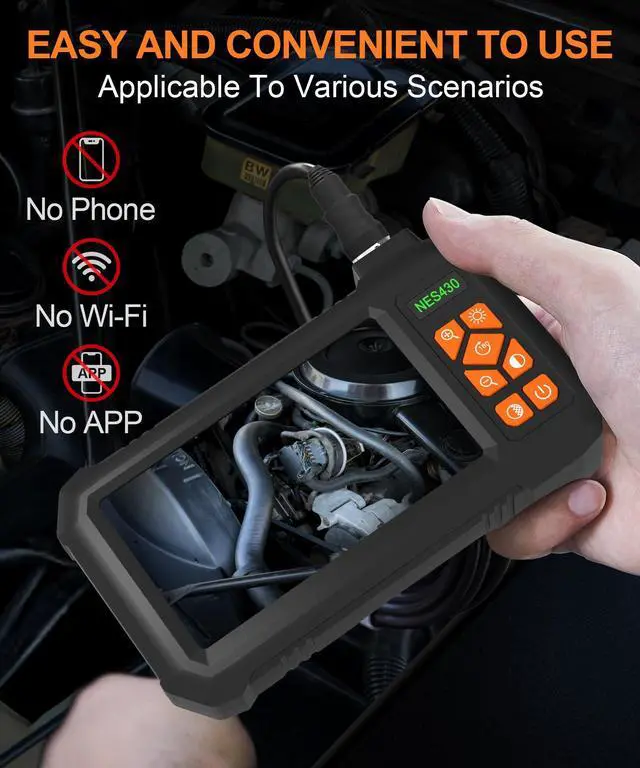 Alt view image 2 of 7 - Industrial Endoscope Borescope Camera with Light, Borescope Inspection Camera, Industrial Cameras 1080P HD 4.3" Screen, IP67 Waterproof Snake Cameras with 8 LED lights, Gadgets for Men, 16.5Ft