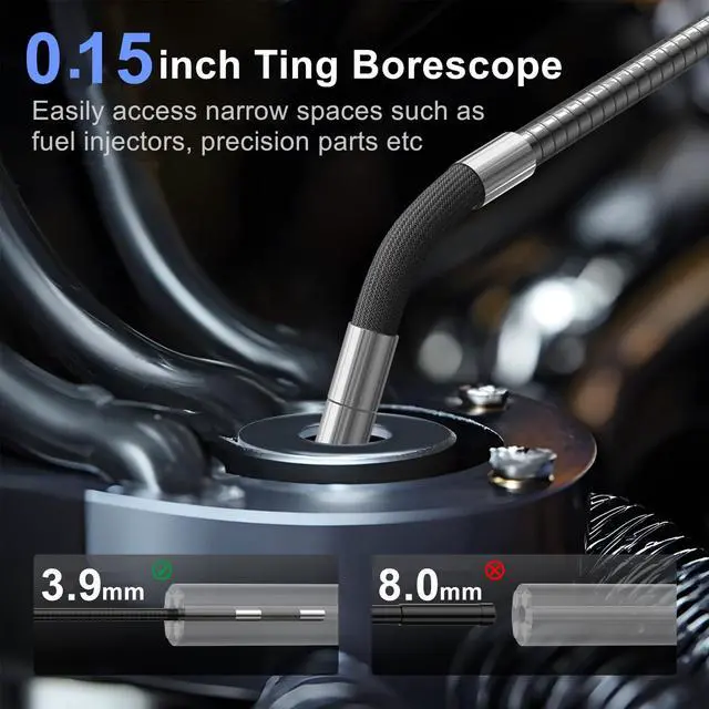 Alt view image 2 of 6 - 3.9mm Two-Way Articulating Borescope 7'' IPS Screen Endoscope Camera with Light 1080P Industrial Inspection Camera Ultra Thin Waterproof Snake Cam for Automotive Mechanics Wall Gadgets Tool