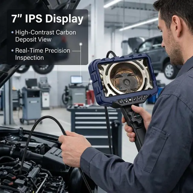 Alt view image 3 of 7 - Two-Way Articulating Endoscope Camera with Light 7'' IPS Borescope with Articulated Snake Head and 5.3FT Cable 1080P Waterproof Industrial Inspection Camera for Auto Mechanics Wall