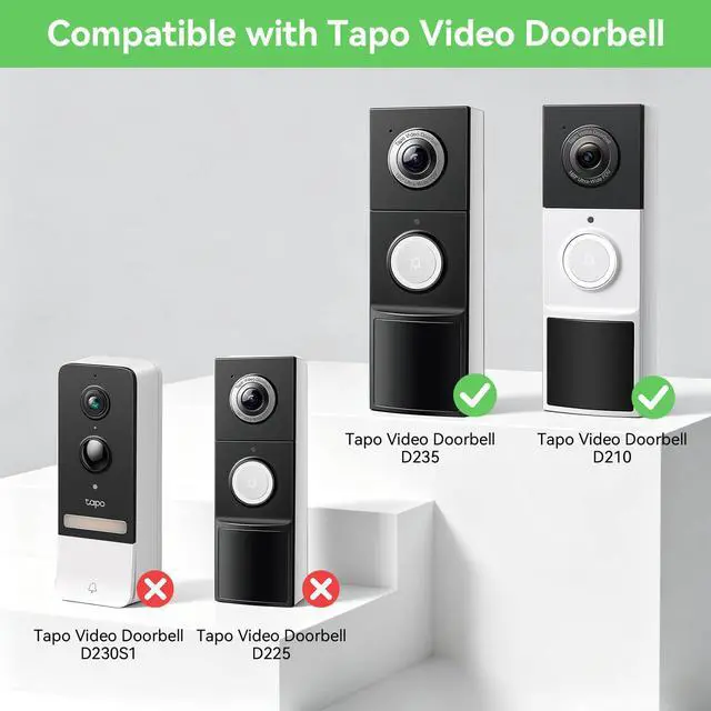 Alt view image 2 of 7 - Anti-Theft Video Doorbell Mount Compatible with Tapo D210/ D225/ D235 Camera, No Block Motion Sensor, Adjustable No-Drill Mounting Bracket Accessories for Home Rentals Office