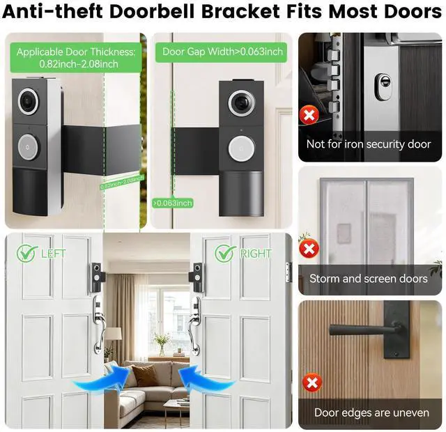 Alt view image 3 of 7 - Anti-Theft Video Doorbell Mount Compatible with Tapo D210/ D225/ D235 Camera, No Block Motion Sensor, Adjustable No-Drill Mounting Bracket Accessories for Home Rentals Office