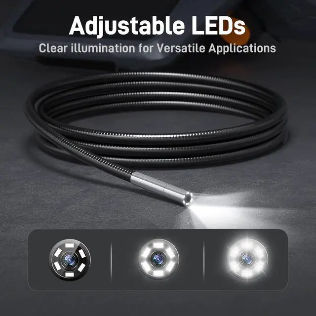 Alt view image 4 of 7 - Ultra-Thin 3.9mm Industrial Endoscope with Lights, 6" IPS Screen Hnadle Borescope Automotive Mechanic Inspection Camera with 6000mAh Battery, 5FT Flexible Waterproof Gooseneck Probe